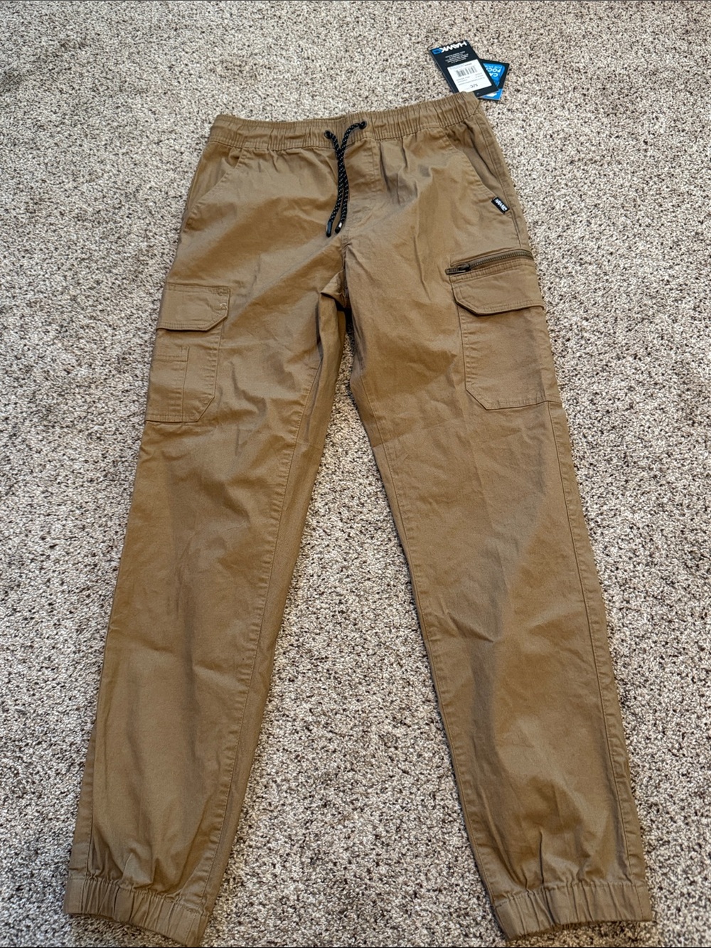 Tony Hawk Men's Cargo Pants in Khaki with Black Drawstring size S (NWT)